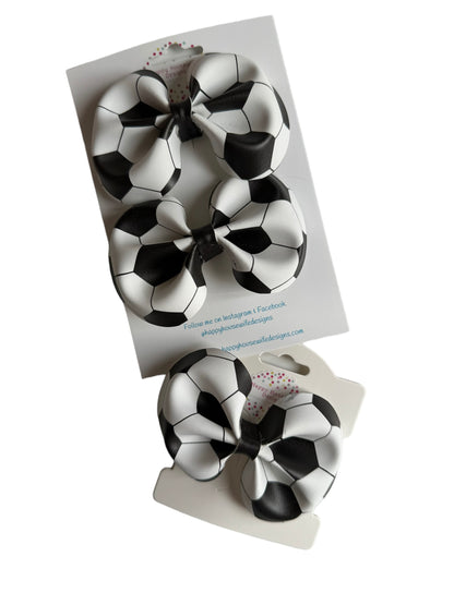 *Soccer Faux Leather Hair Bows