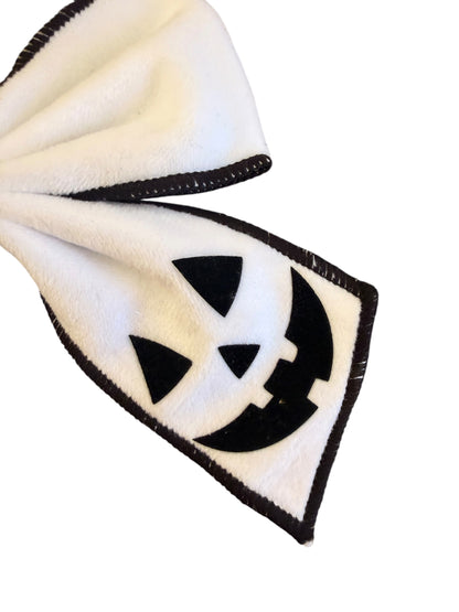 Velvet Pumpkin Jack-O-Lantern Sailor Hair Bow – Halloween Bow for Girls