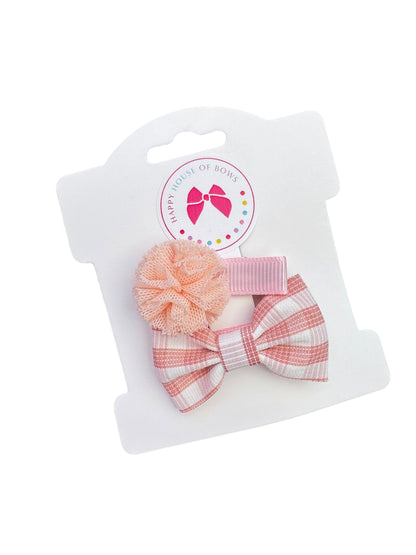 *Mini Pink Linen Baby Clips