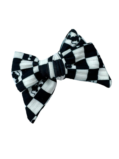 *Black Checkered Mouse Kiss Hair Bow