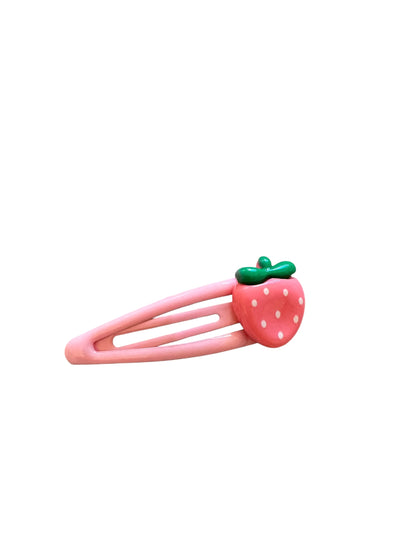 Strawberry Hair Clips for Toddlers - Pink Snap Clips for Baby Girls
