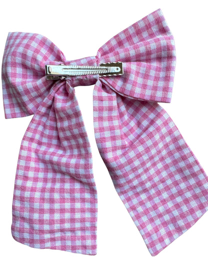 Gingham Bunny Hair Bows - Easter Bow with Alligator Clip