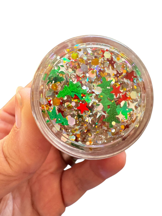 Glitter Hair & Body Gel for Kids – Red & Green Glitter | Holiday Party Glitter