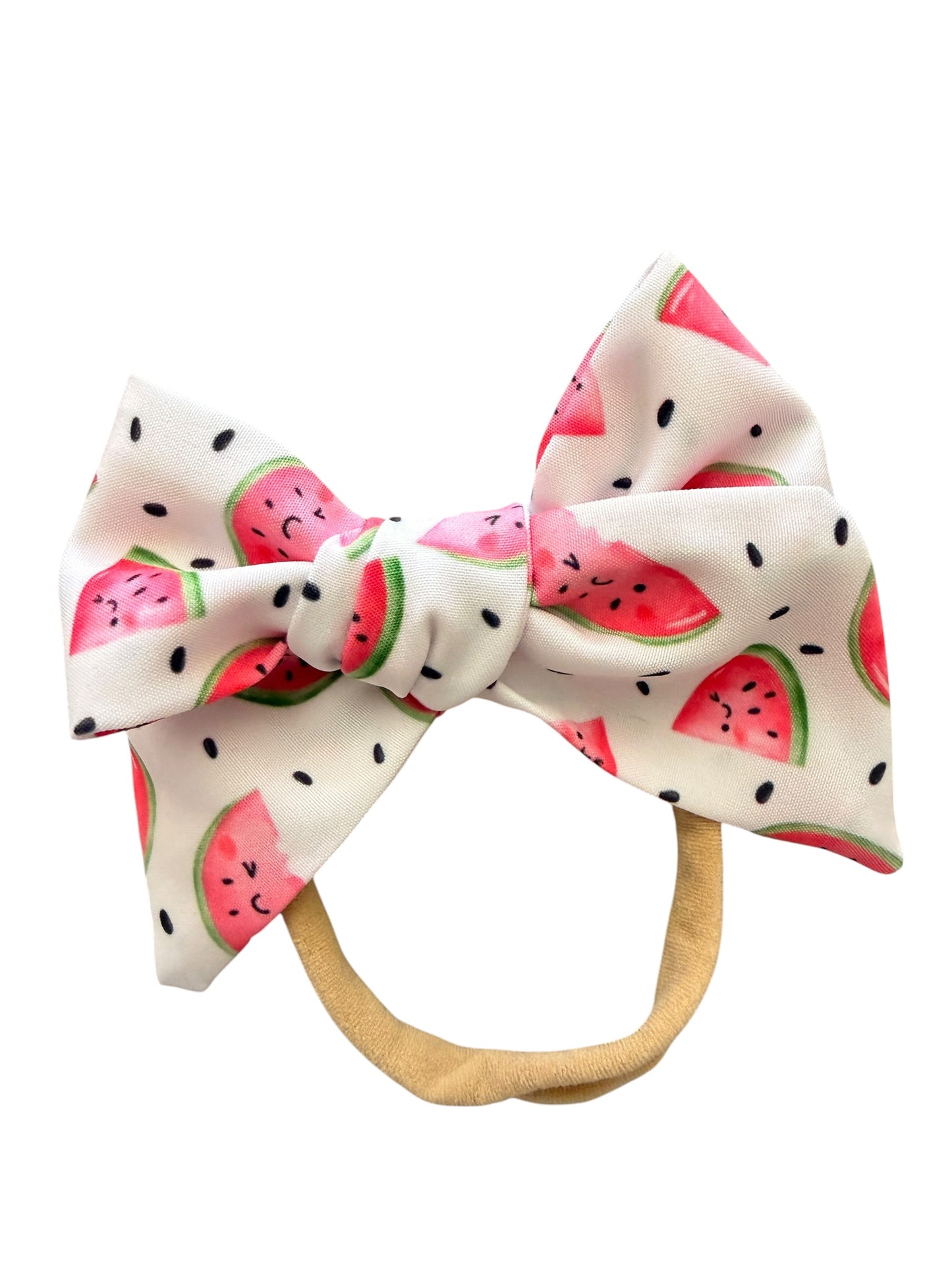 Pink Watermelon Hair Bow for Girls | Summer Alligator Clip & Pigtail Set
