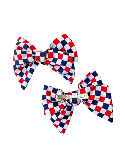 *Red & Blue Checkered Hair Bows