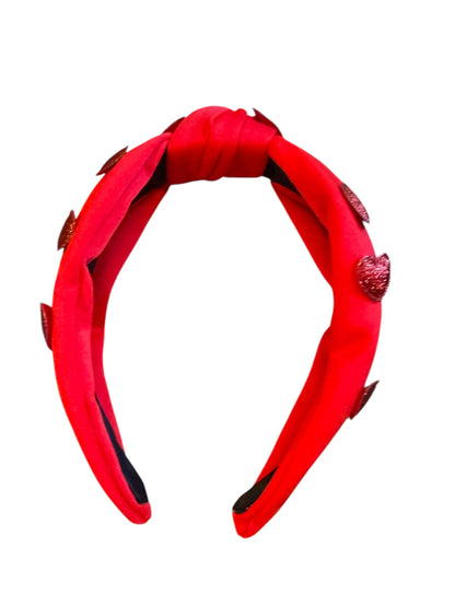 Glitter Hearts Tie Knot Headband - Valentine's Day Headband for Girls