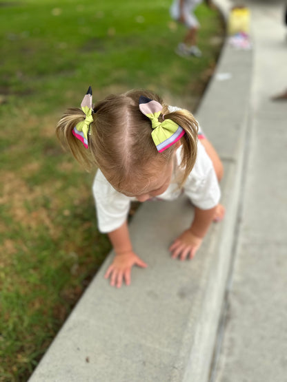 Yellow Pencil Hair Bow Pigtails for Girls