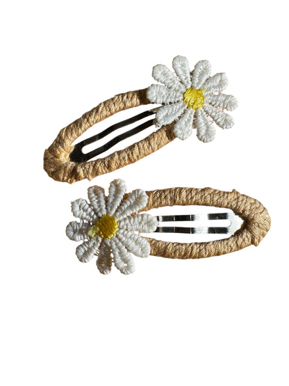 Daisy Hair Clips for Toddlers - Girl Flower Snap Clips Set