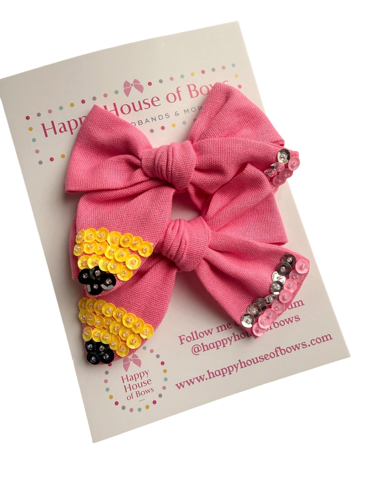 Pink Embellished Pencil Hair Bow for Little Girls – Back to School Alligator Clip