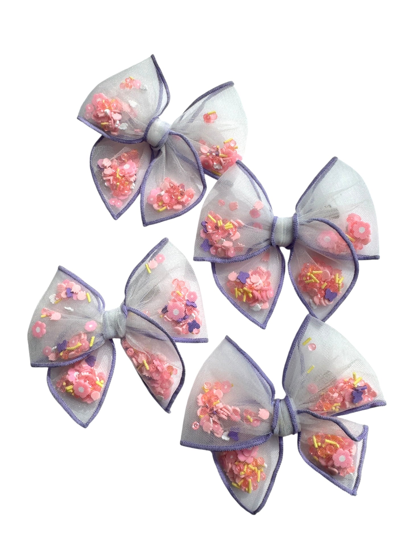 Flower Glitter Shaker Hair Bows - Confetti Bow for Girls