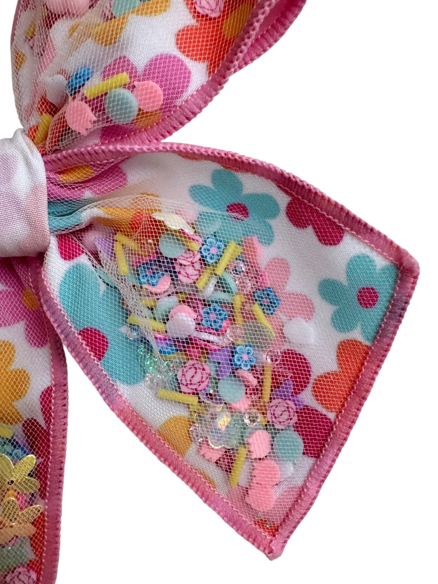 Spring Flower Shaker Hair Bow for Girls - Floral Confetti Alligator Clip