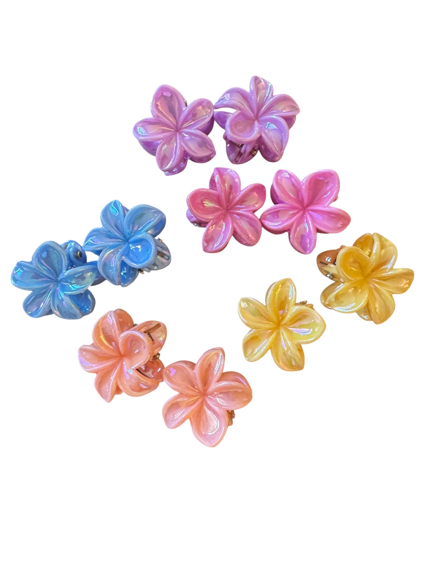 Mini Plumeria Flower Claw Clips for Girls | Tropical Hair Clips Set