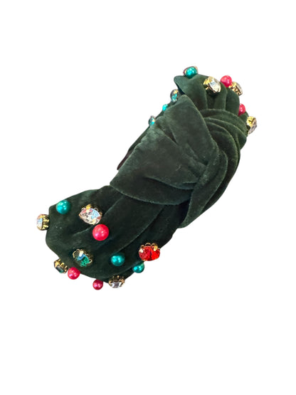 Pearl & Rhinestone Christmas Holiday Headband - Festive Holiday Hair Accessories for Girls & Women