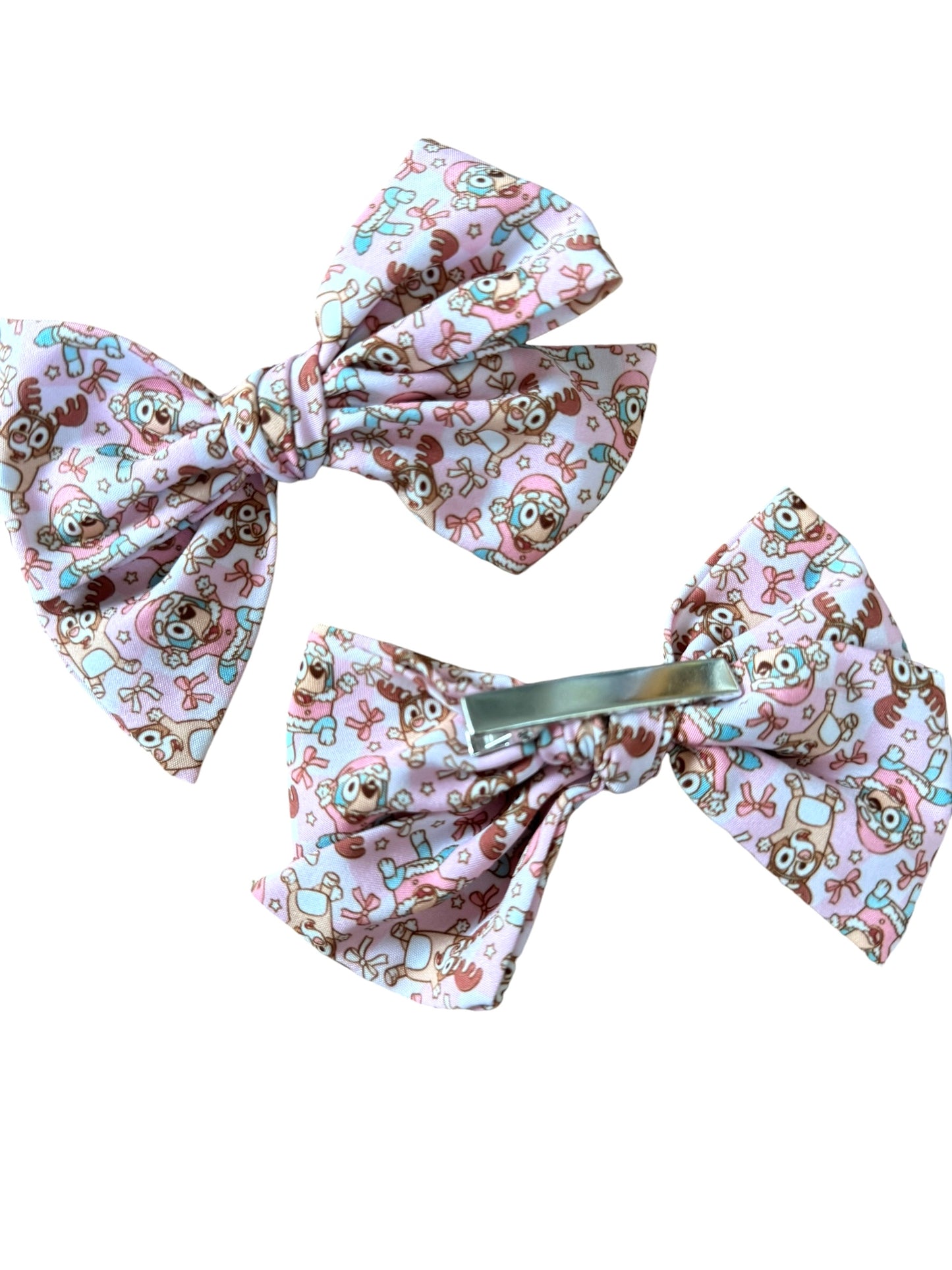 *Pink Christmas Blue Dog Hair Bows