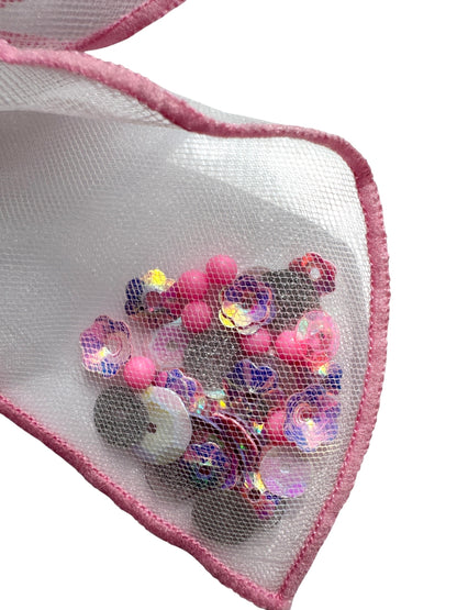 Pink Glitter Shaker Hair Bows - Confetti Bow for Girls