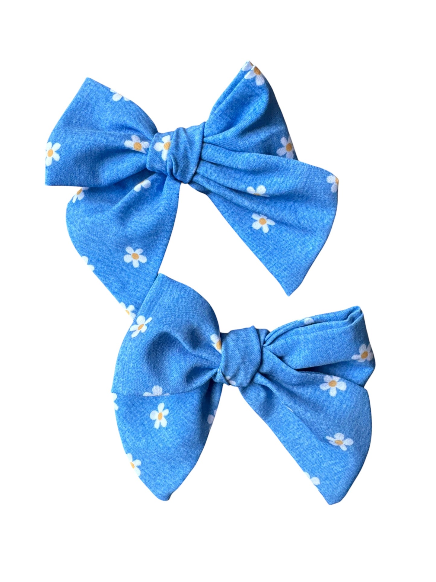 Denim Daisy Hair Bows for Girls – Large Floral Bows with Alligator Clip