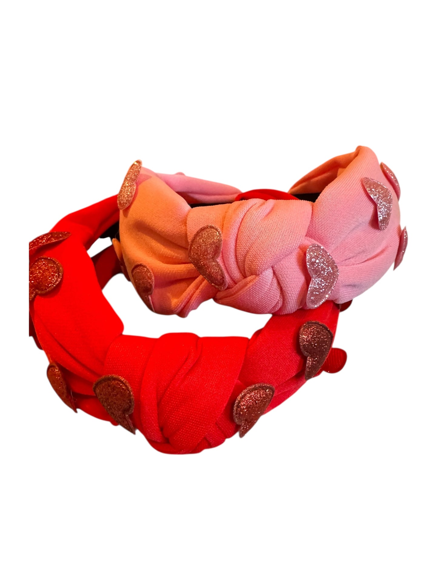 Glitter Hearts Tie Knot Headband - Valentine's Day Headband for Girls