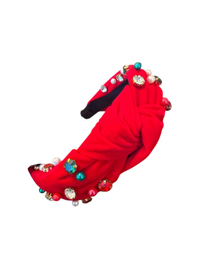 Pearl & Rhinestone Christmas Holiday Headband - Festive Holiday Hair Accessories for Girls & Women
