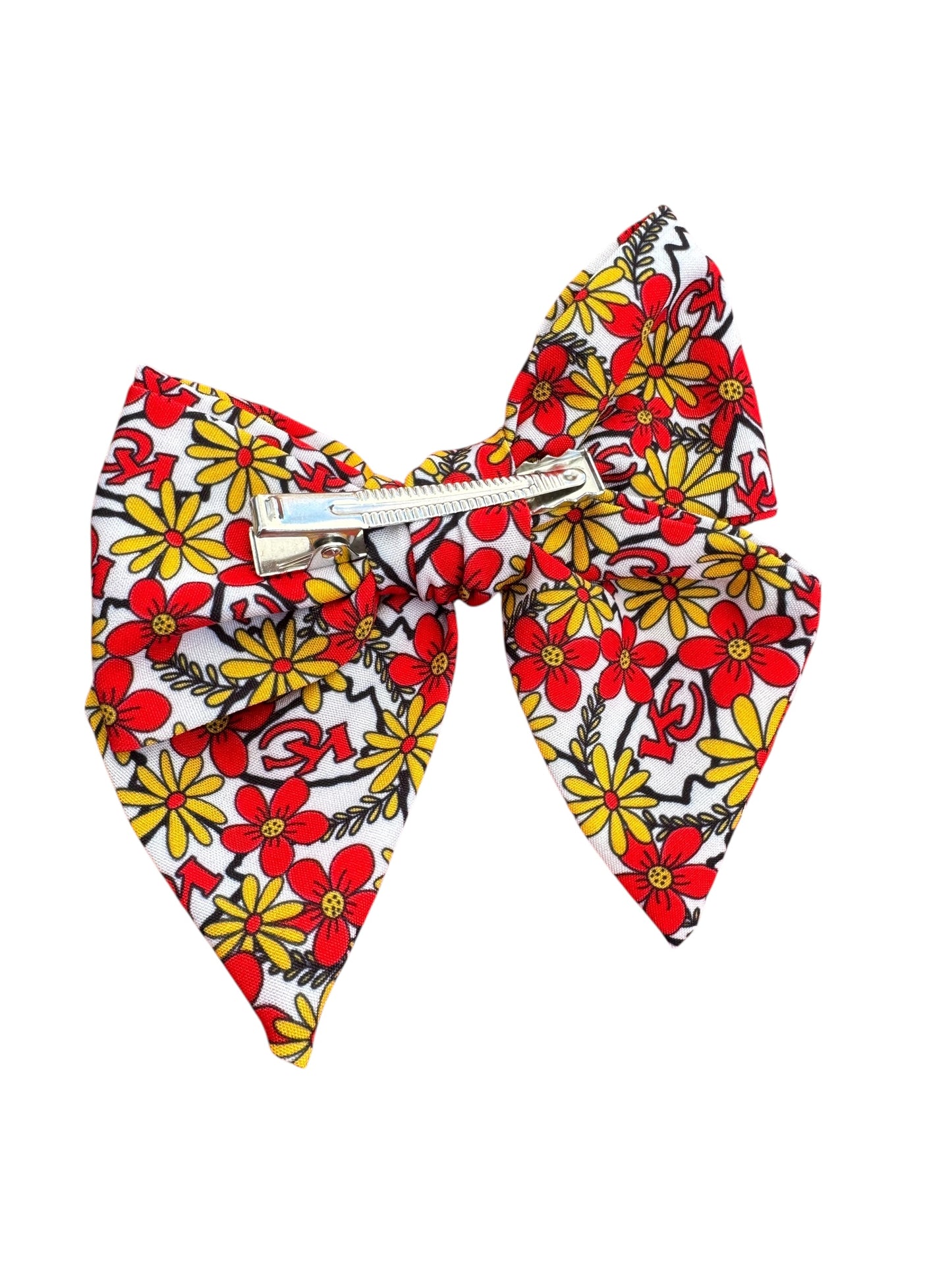 KC Chiefs Hair Bows – Floral Hair Bows for Game Day