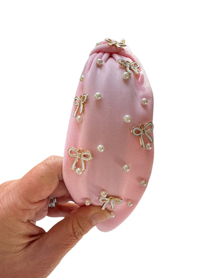 *Bow Pearl Rhinestone Headband