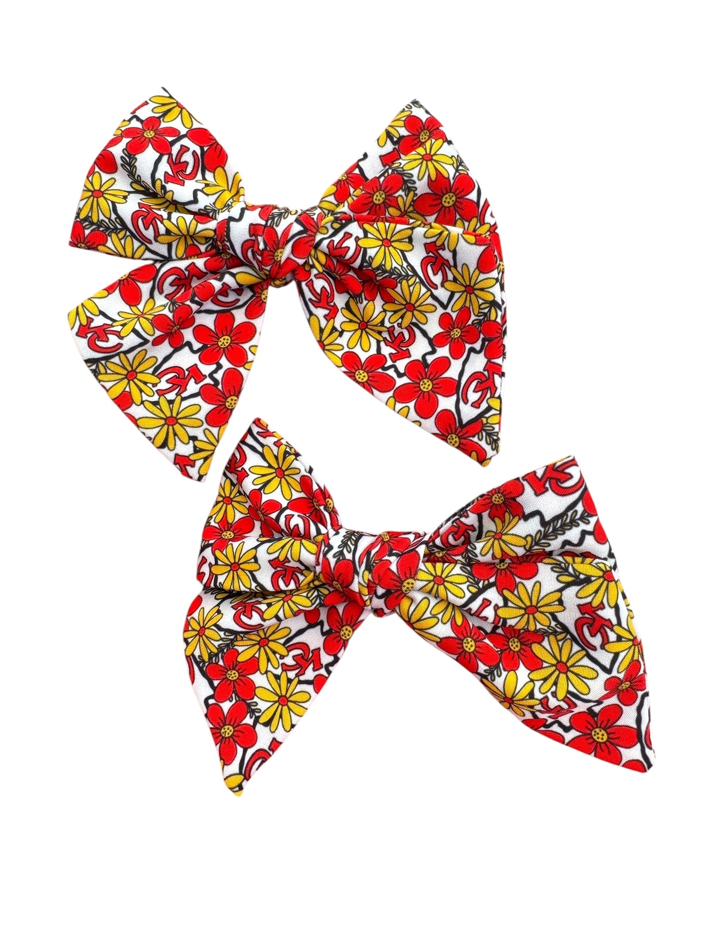 KC Chiefs Hair Bows – Floral Hair Bows for Game Day