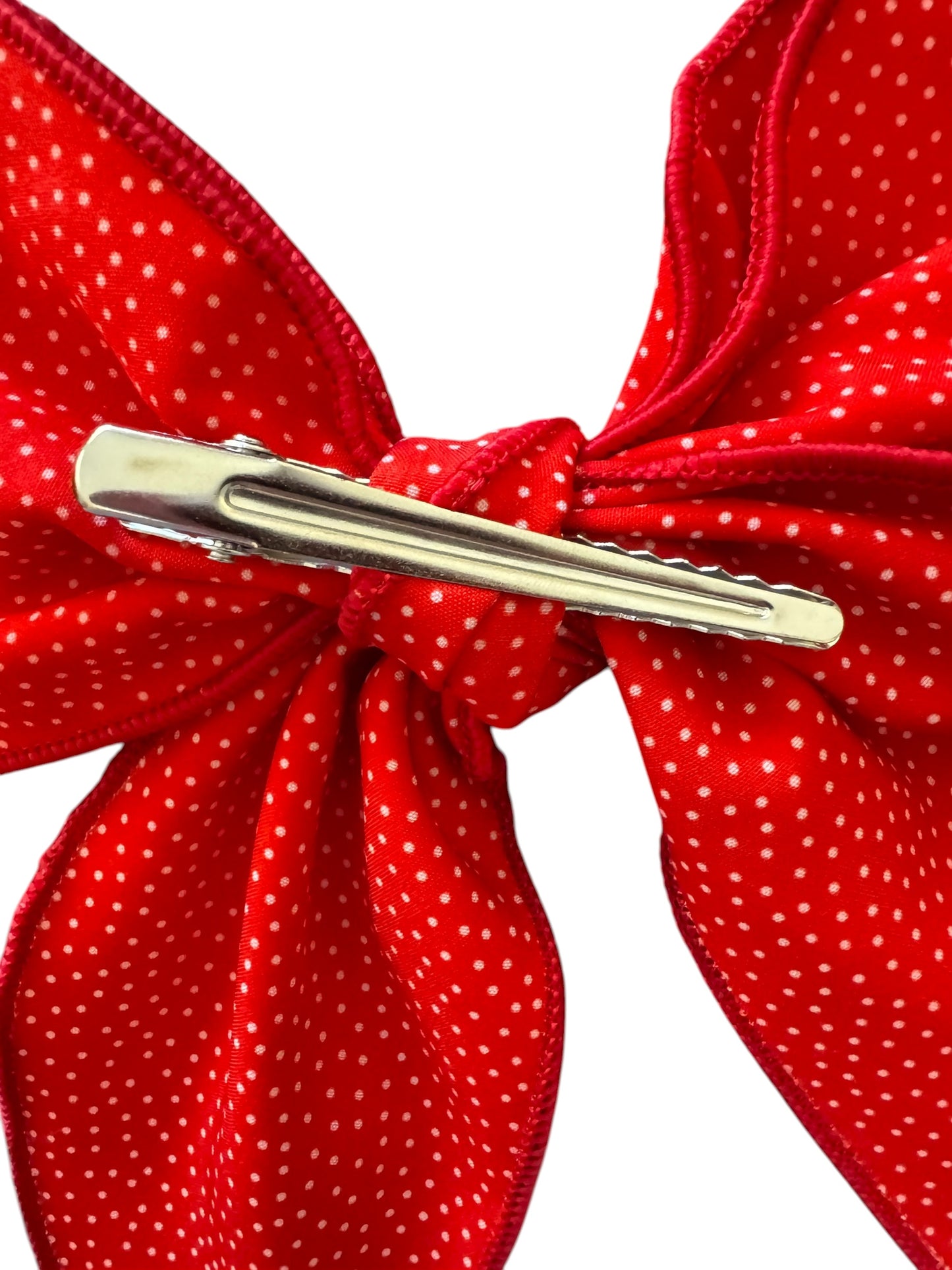 Red Santa Fabric Hair Bow -Christmas Hair Bow | Holiday Hair Accessories