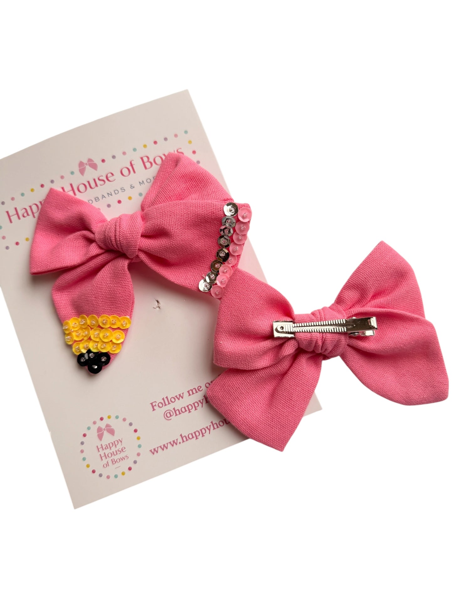 Pink Embellished Pencil Hair Bow for Little Girls – Back to School Alligator Clip