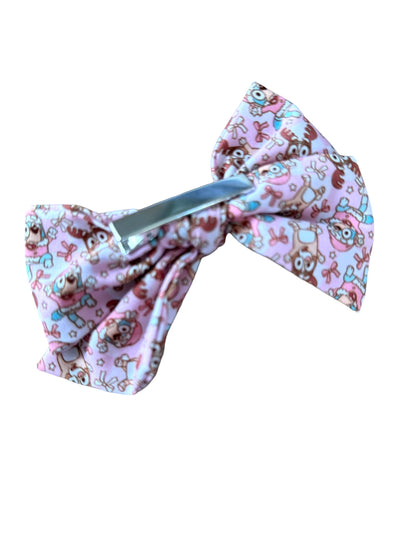 *Pink Christmas Blue Dog Hair Bows