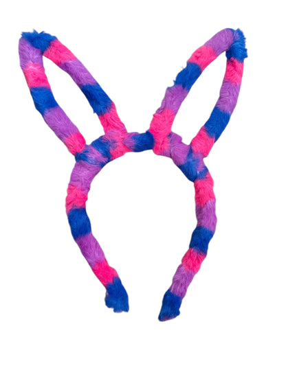Easter Bunny Ear Headband - Fuzzy Striped Headband for Girls & Kids