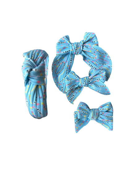 *Blue Friendship Bracelet Hair Bows