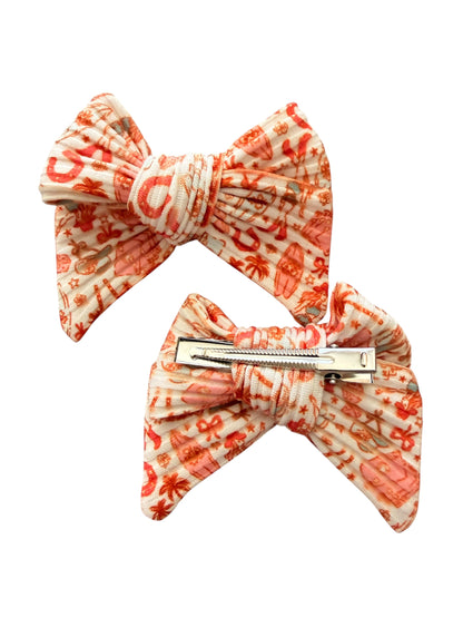 Coastal Cowgirl Hair Bow | Girls Tropical Western Bow with Alligator Clip