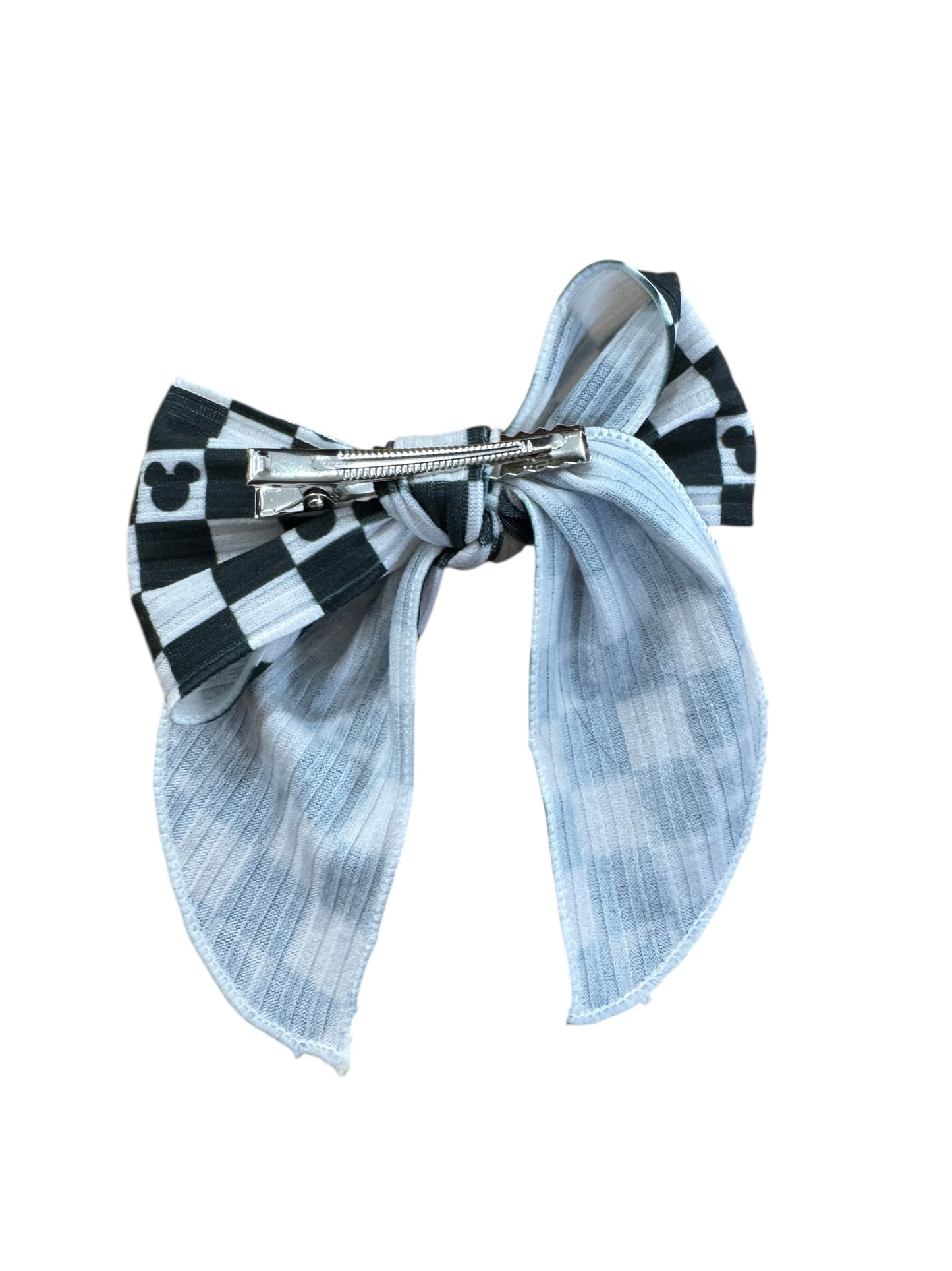 Black Checkered Mouse Hair Bow - Hair Bow for Girls