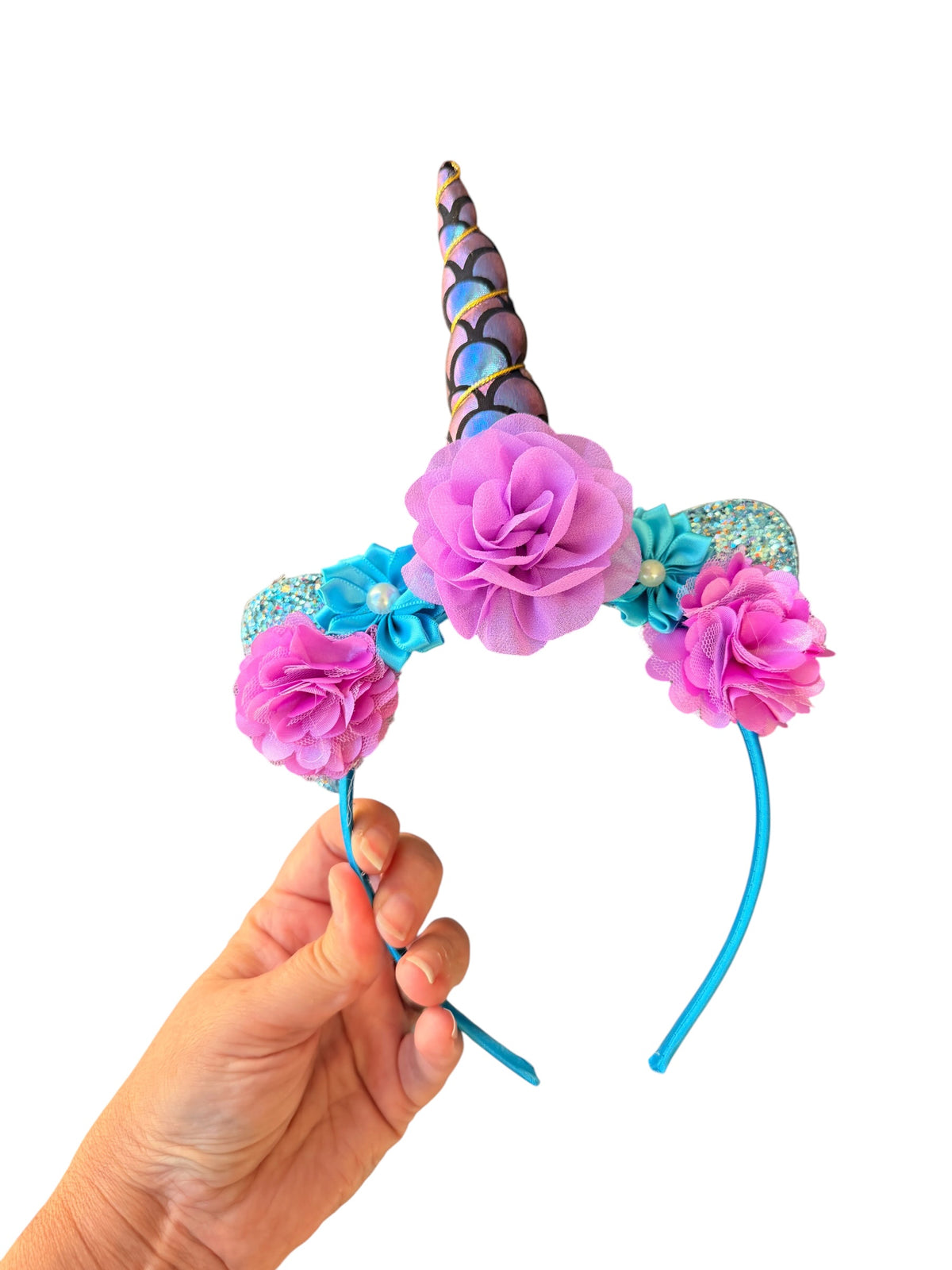 Purple Mermaid Unicorn Headband for Girls | Iridescent Horn Hair Accessory