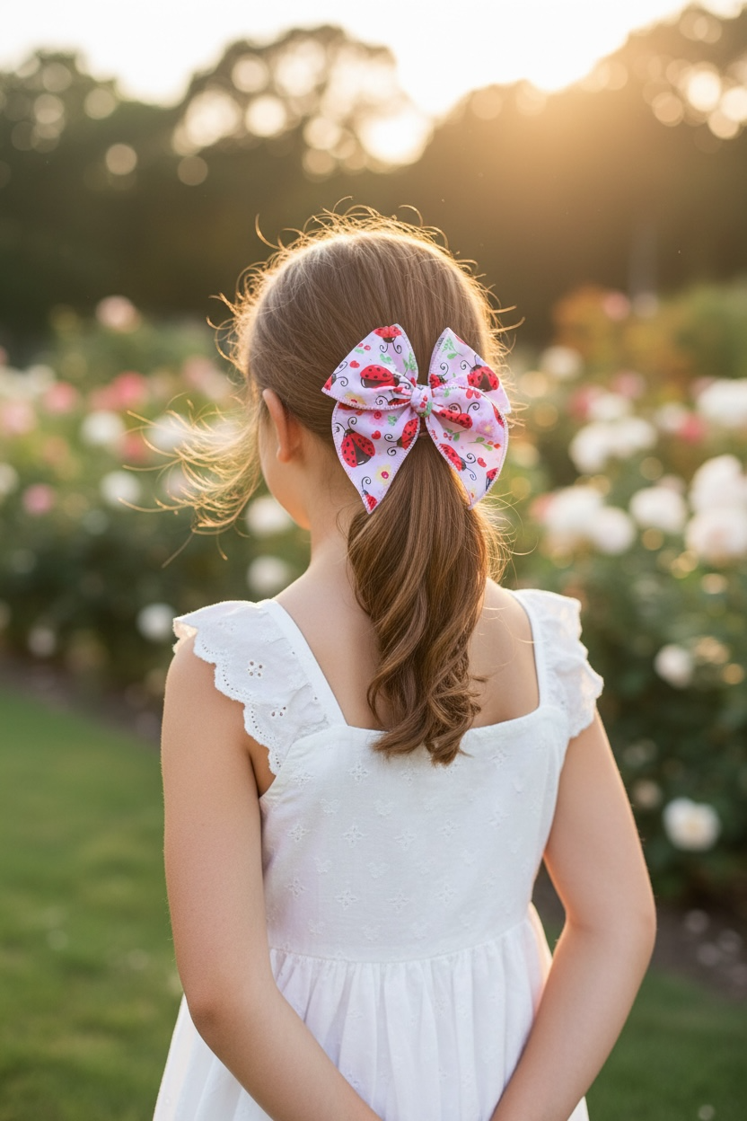 Ladybug Hair Bow for Girls - Spring Hair Clip