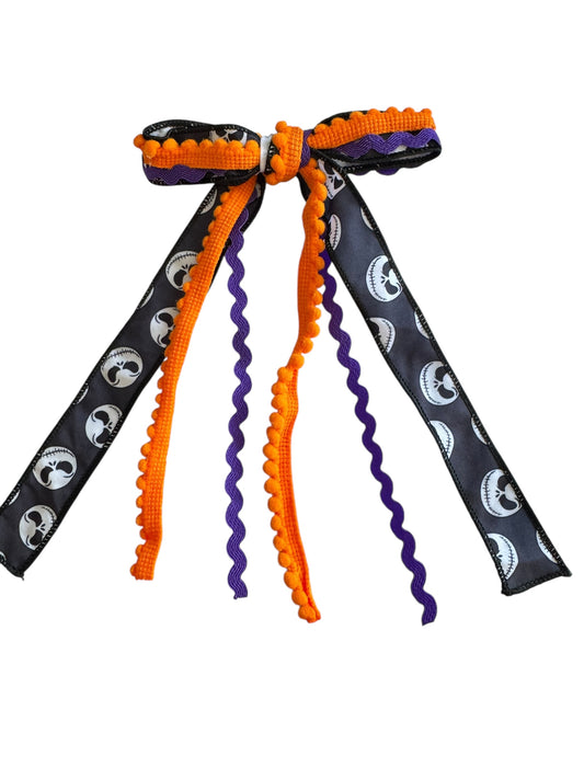 Jack Skeleton Ribbon Hair Bows – Magical Park Inspired Nightmare Christmas Hair Accessories