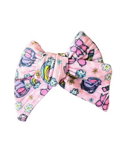 Pink Back to School Hair Bows for Little Girls