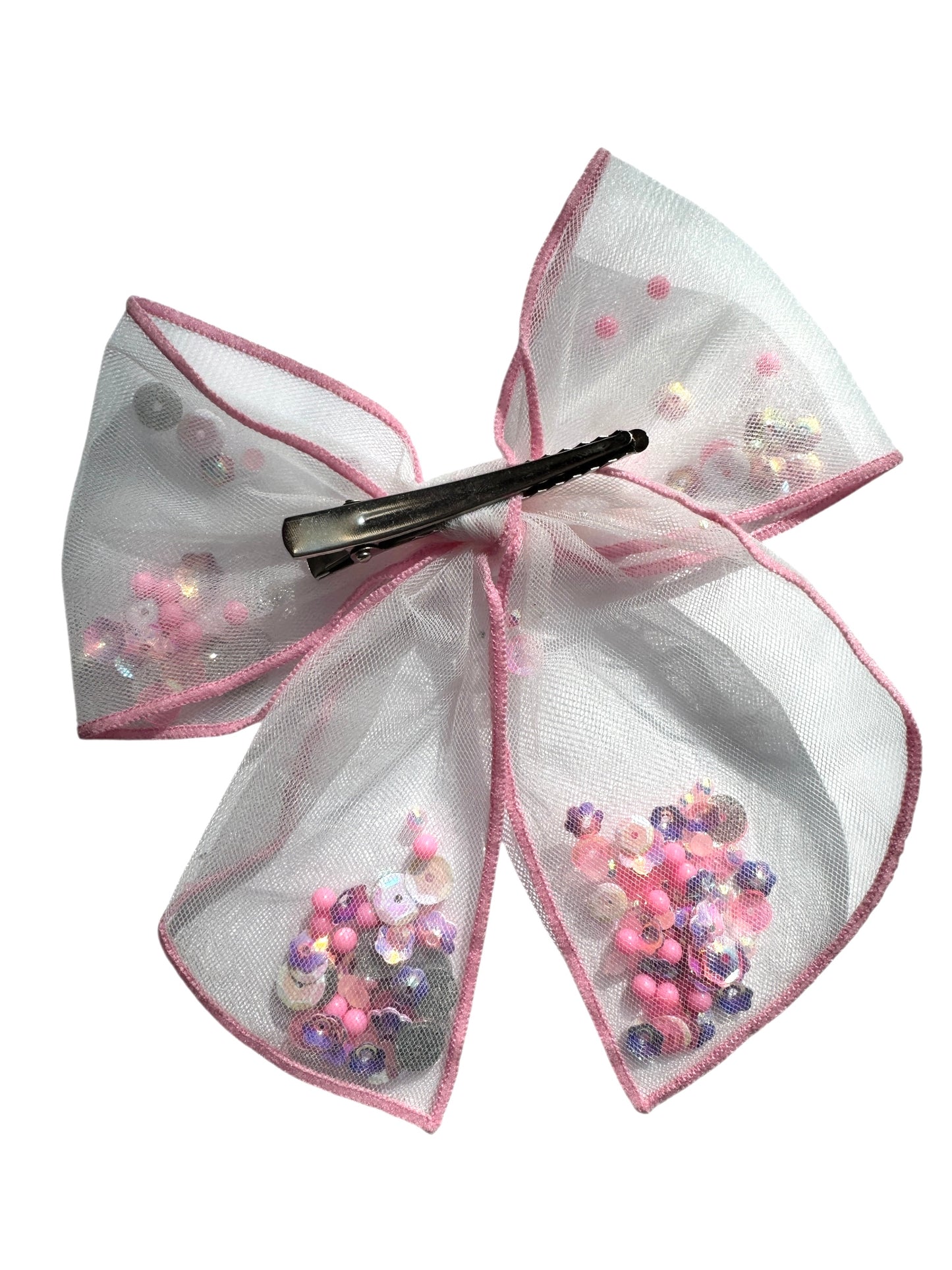 Pink Glitter Shaker Hair Bows - Confetti Bow for Girls