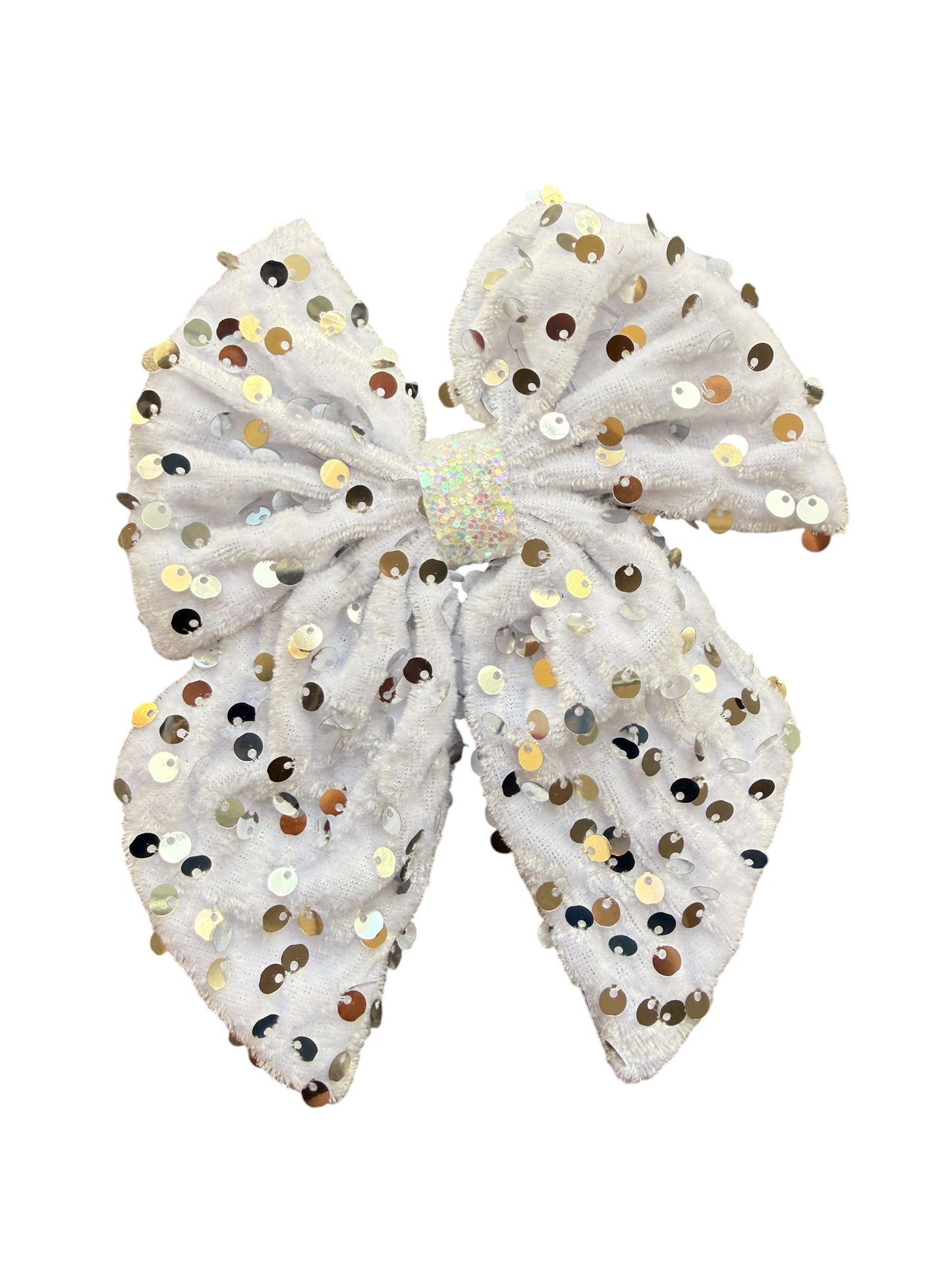 Patriotic Velvet Hair Bow with Sequins – Red White & Blue Alligator Clip Bow for Girls