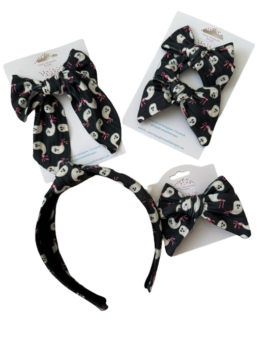 Pink Bow Ghost Hair Bows