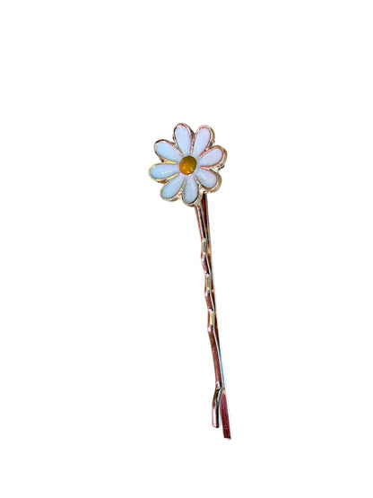 White Daisy Flower Bobby Pins for Girls
