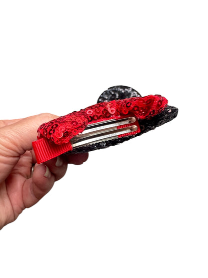 Black Red Mouse Ear Clips