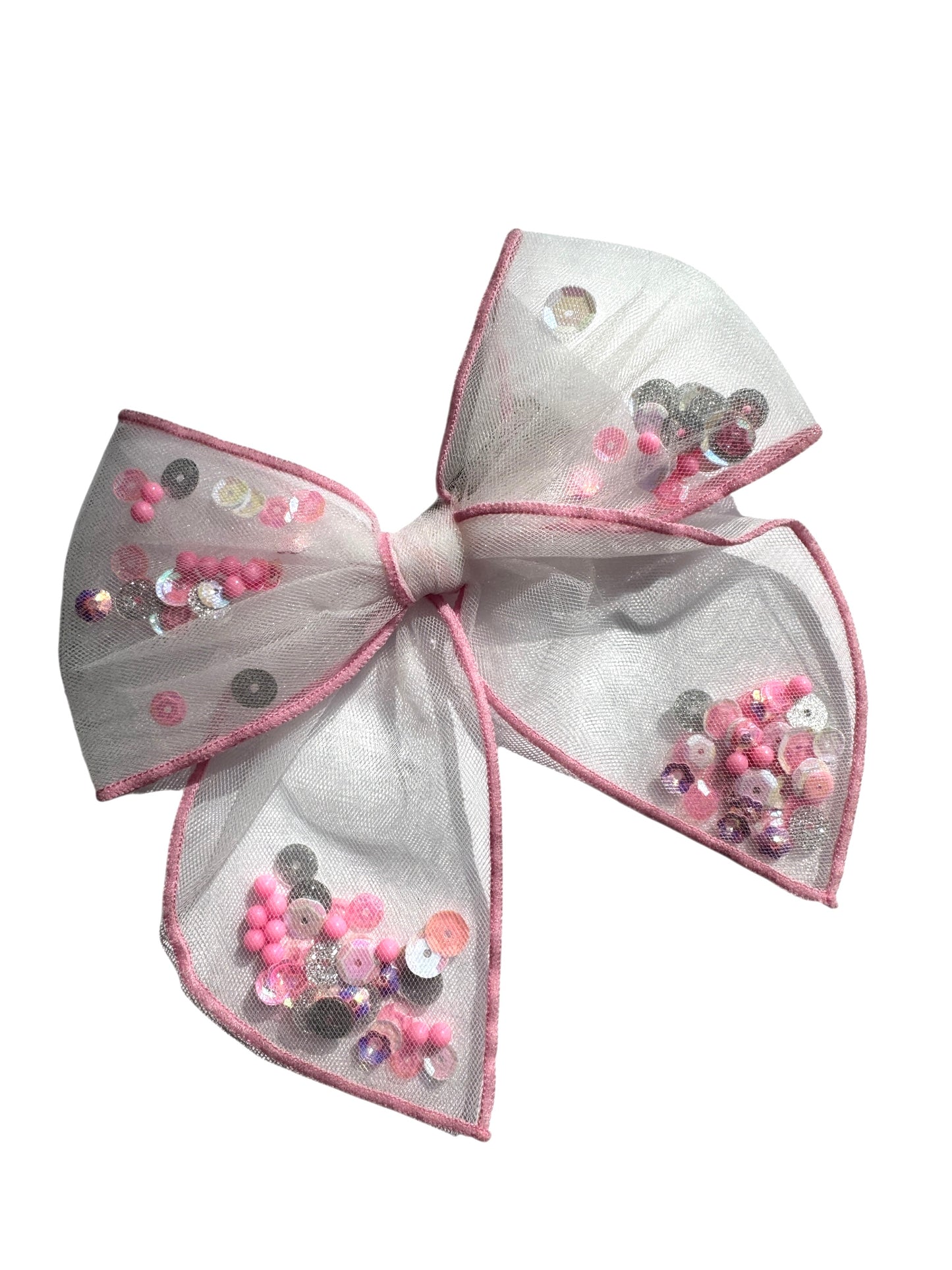 Pink Glitter Shaker Hair Bows - Confetti Bow for Girls