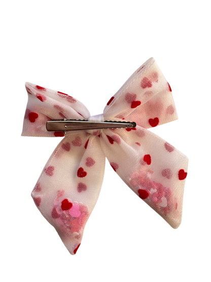 Red & White Shaker Hair Bows - Confetti Bows for Girls