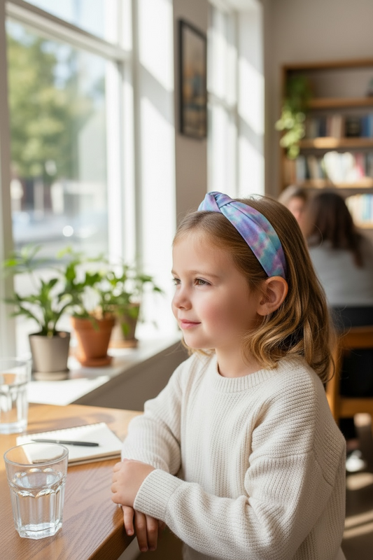 Blue Purple Tie Dye Headband for Girls | Easter Hair Accessory