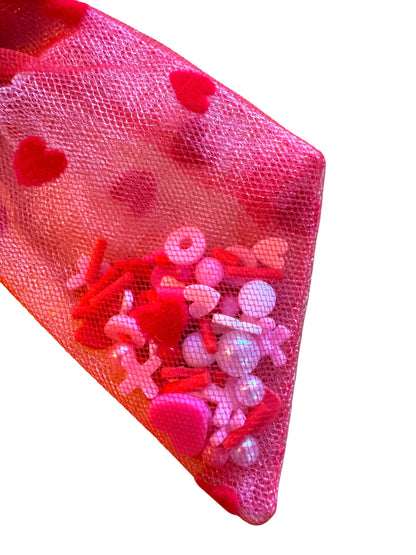 Red & White Shaker Hair Bows - Confetti Bows for Girls