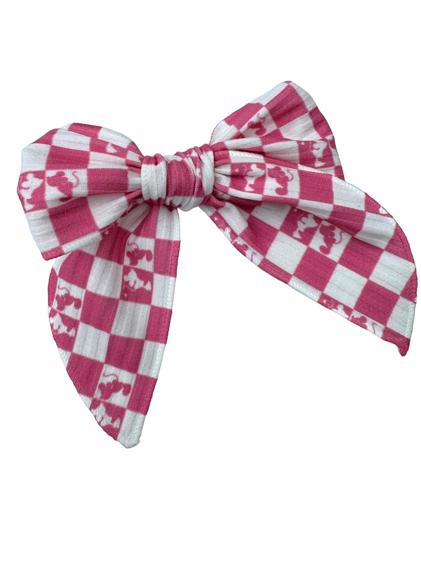 *Pink Checkered Mouse Kiss Hair Bow