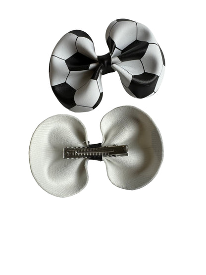 *Soccer Faux Leather Hair Bows