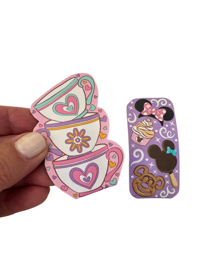 Mouse Snacks or Teacups Snap Clips for Girls