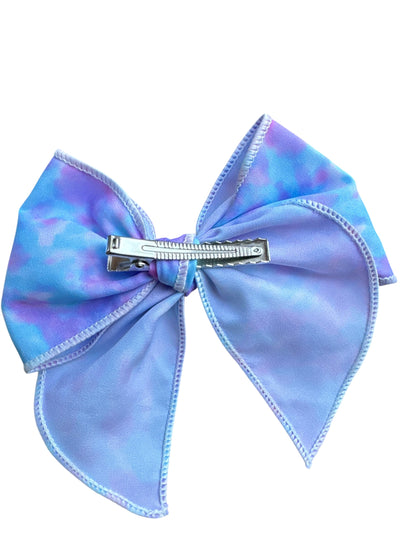 Blue Dyed Hair Bows for Girls - Blue Tie Dyed Bows