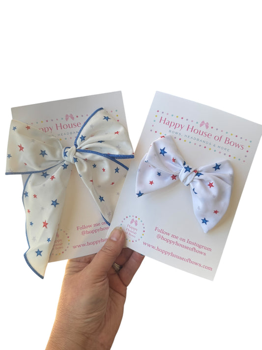 *Red & Blue Stars Hair Bows